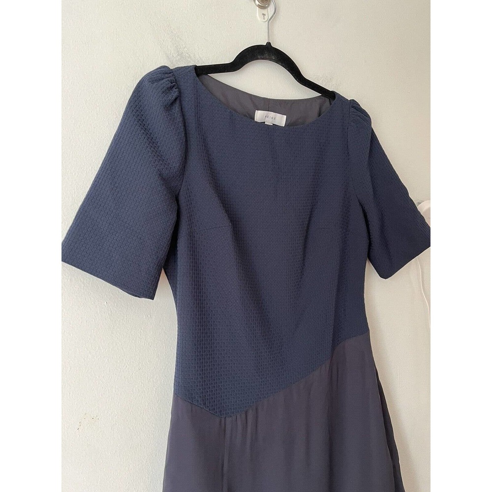 Reiss Navy Blue Textured Knee Length Sheath Career Dress Size 6 - Picture 3 of 6